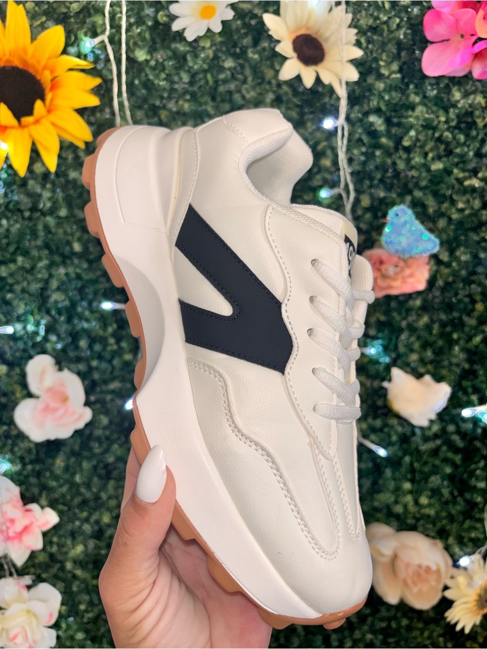 White & Black Women's Chunky Athletic Sneaker